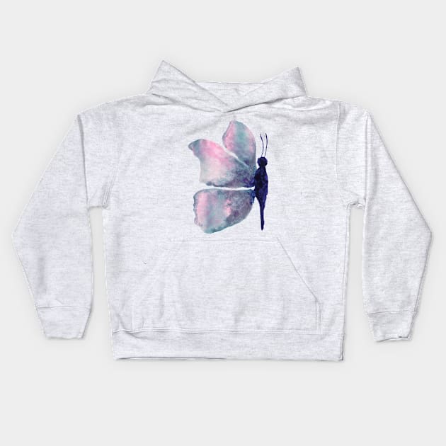 beautiful pink blue purple watercolour butterfly watercolor butterflies butterfly Kids Hoodie by WatercolorFun